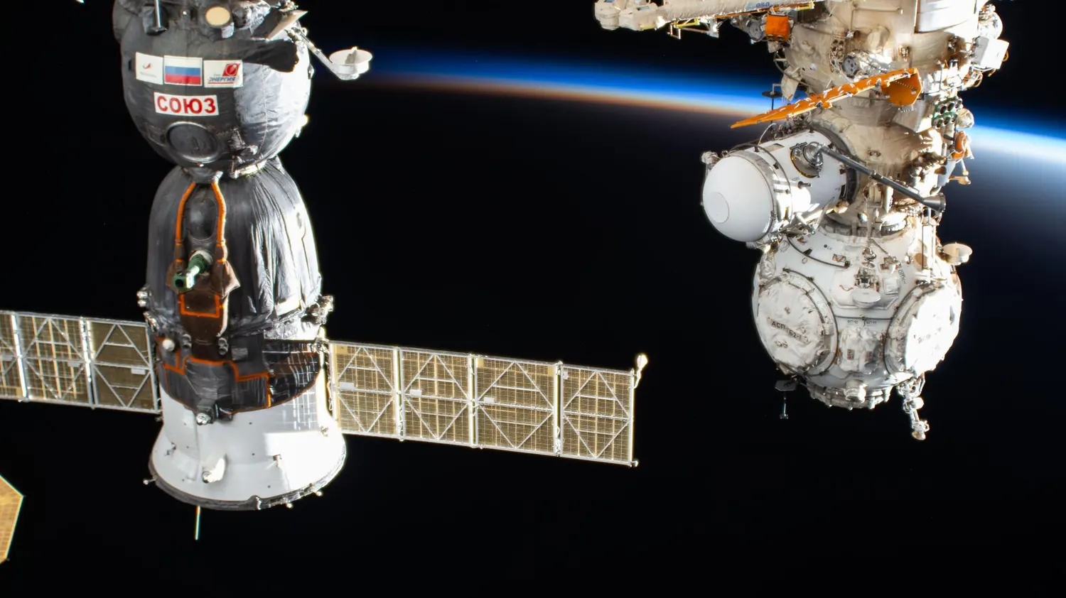 The International Space Station in orbit above Earth.