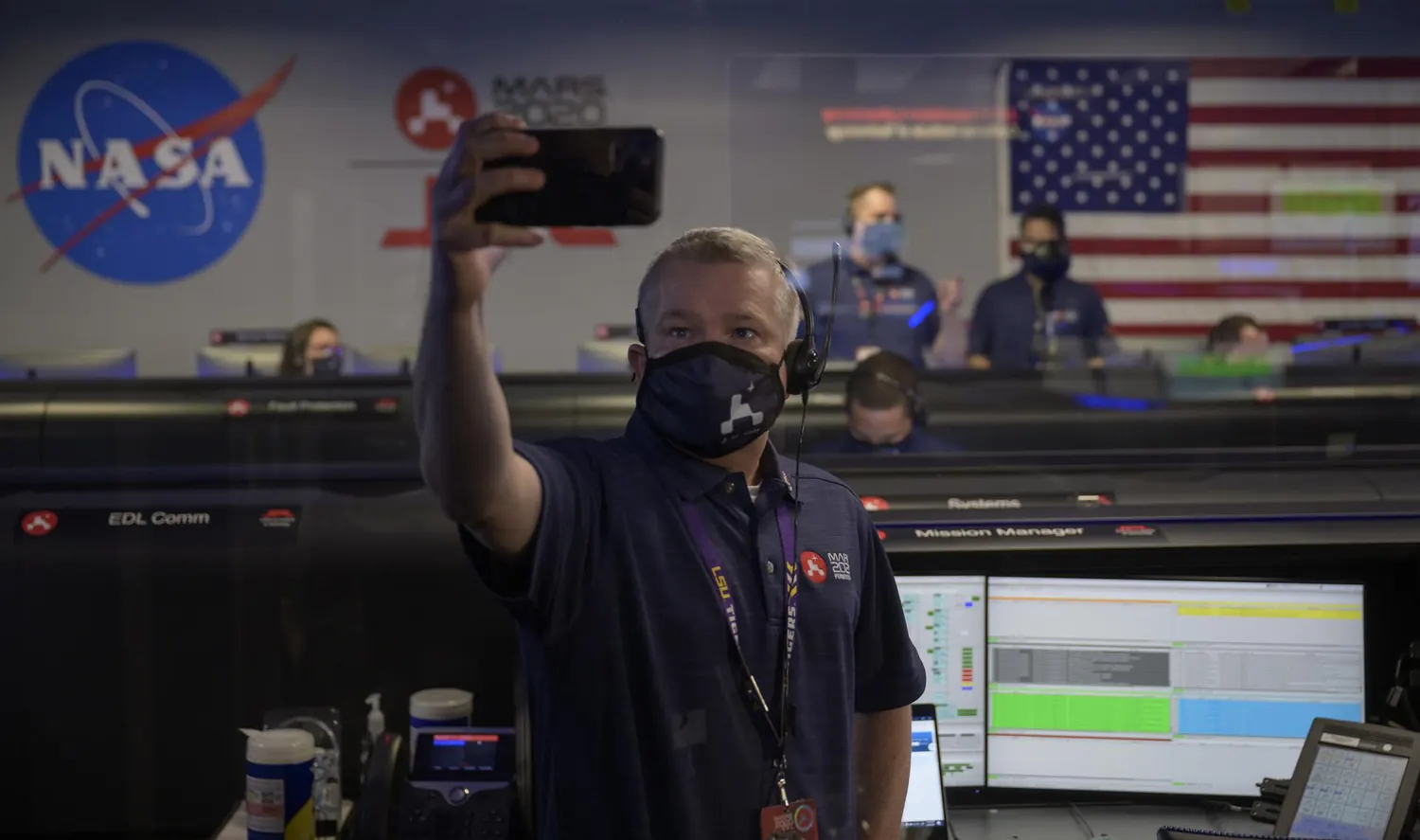 NASA imagery from the day the Perseverance rover landed on Mars in February 2021.